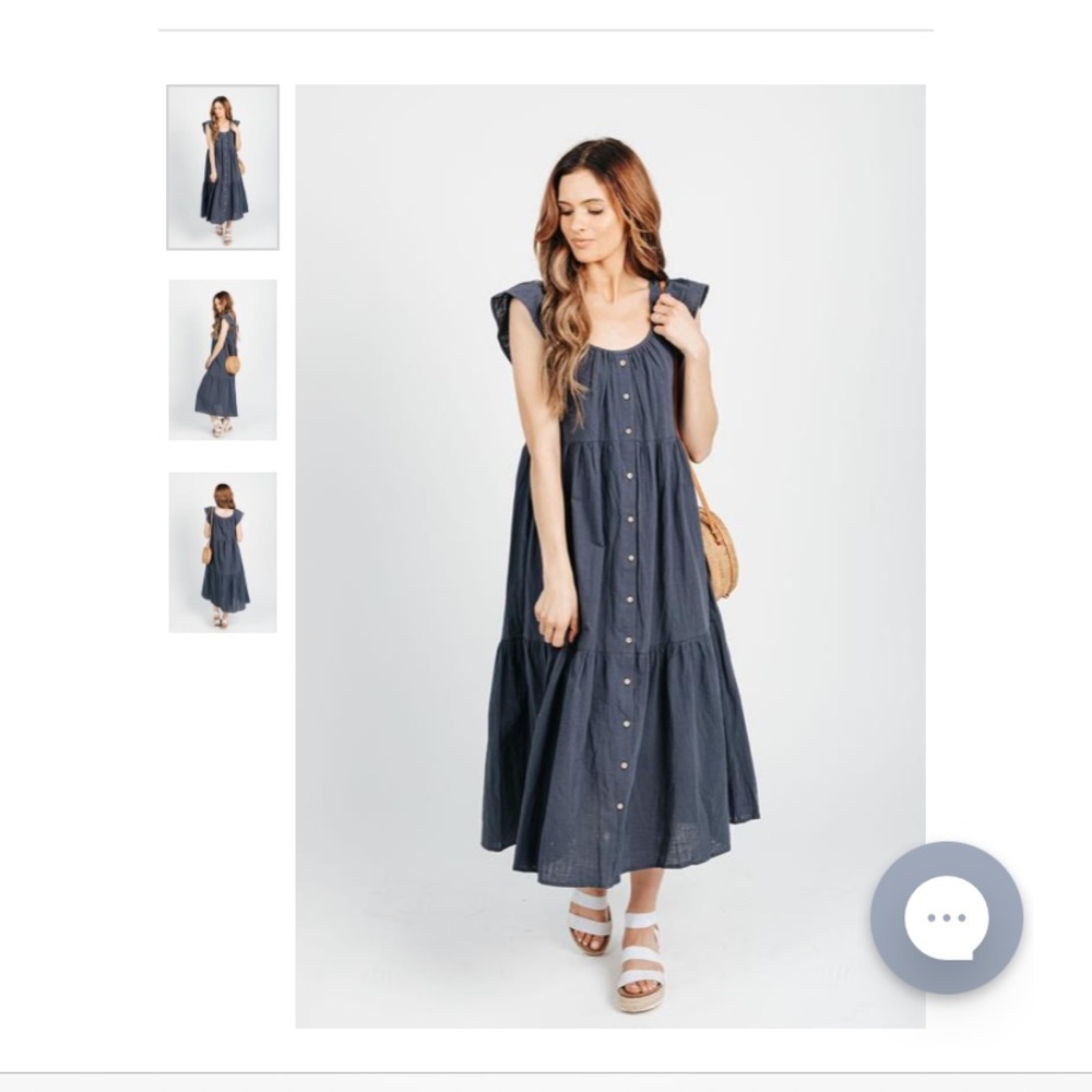The Ivvy Button Down Midi Dress in Navy by Piper and Scout